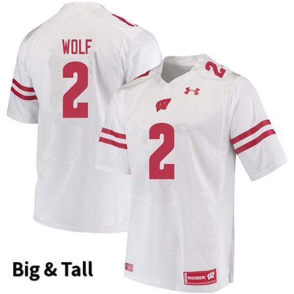 Wisconsin Badgers Men's #2 Chase Wolf NCAA Under Armour Authentic White Big & Tall College Stitched Football Jersey LZ40B76GX